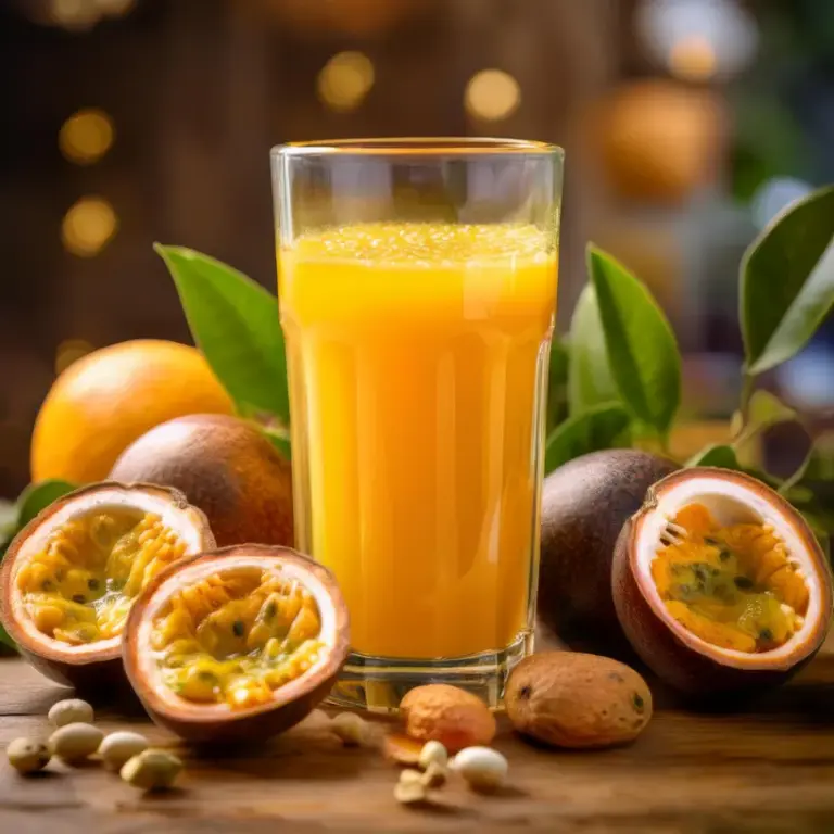 Suco de Maracujá e Laranja com Castanha