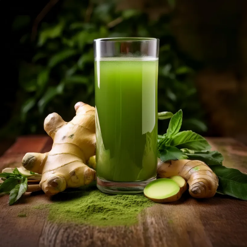 Suco de Gengibre e Chá-Verde Suco de Gengibre e Chá-Verde