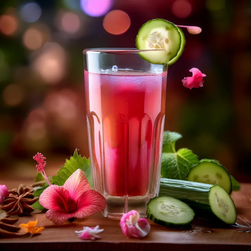 Suco de Pepino e Chá de Hibisco Suco de Pepino e Chá de Hibisco