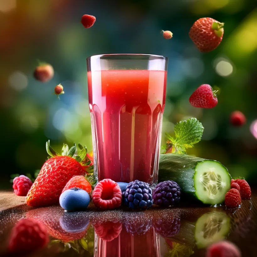 Suco de Pepino e Frutas Vermelhas Suco de Pepino e Frutas Vermelhas