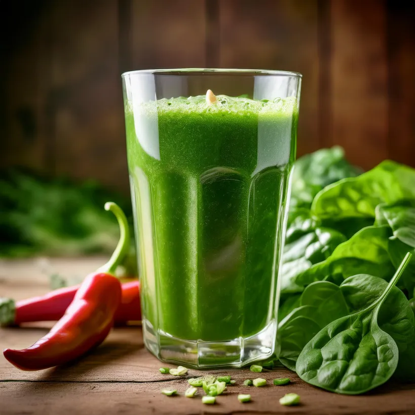 Suco de Pimenta Caiena e Espinafre Suco de Pimenta Caiena e Espinafre