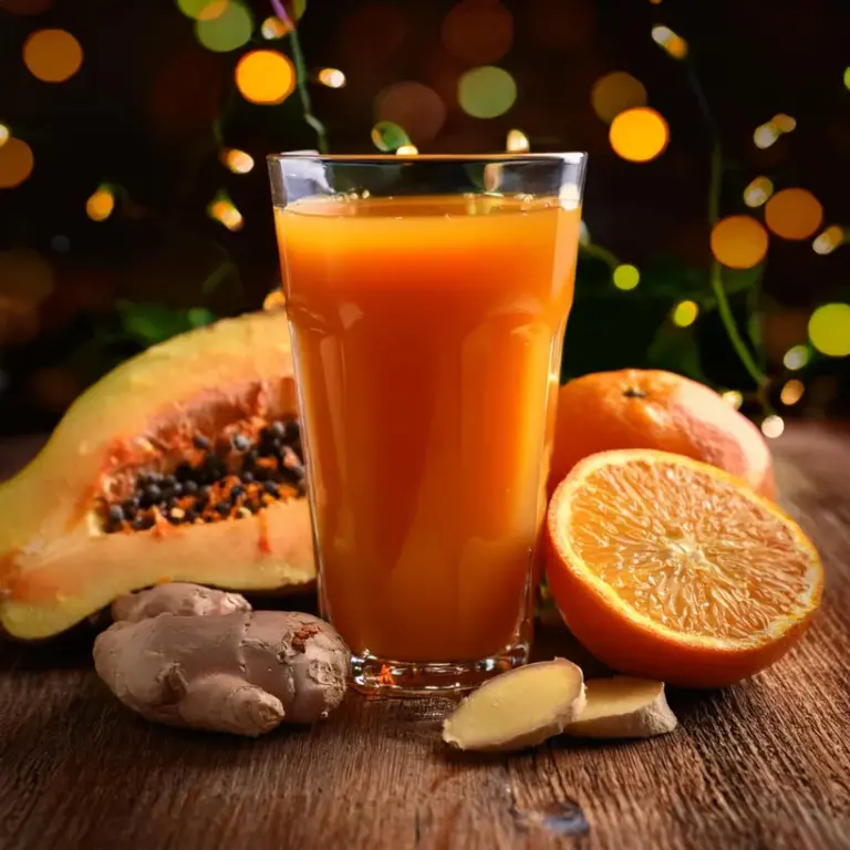 Suco de Mamão com Laranja e Gengibre