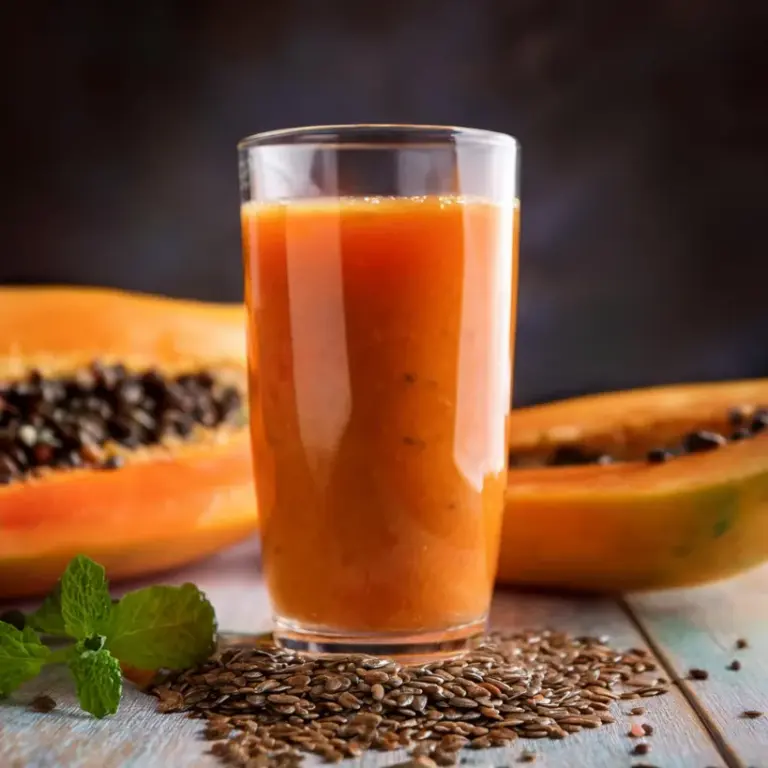 Suco de Mamão com Hortelã e Linhaça