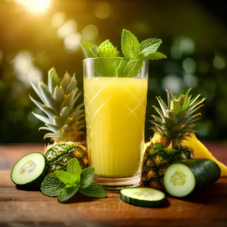 Suco de Pepino com Abacaxi e Hortelã