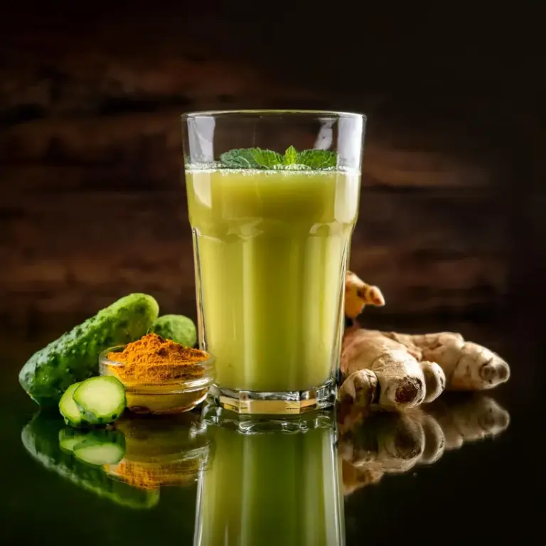 Suco de Pepino com Cúrcuma e Gengibre