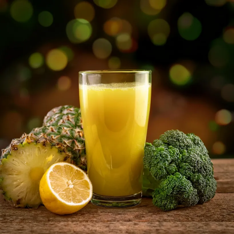 Suco de Brócolis com Abacaxi e Limão Suco de Brócolis com Abacaxi e Limão
