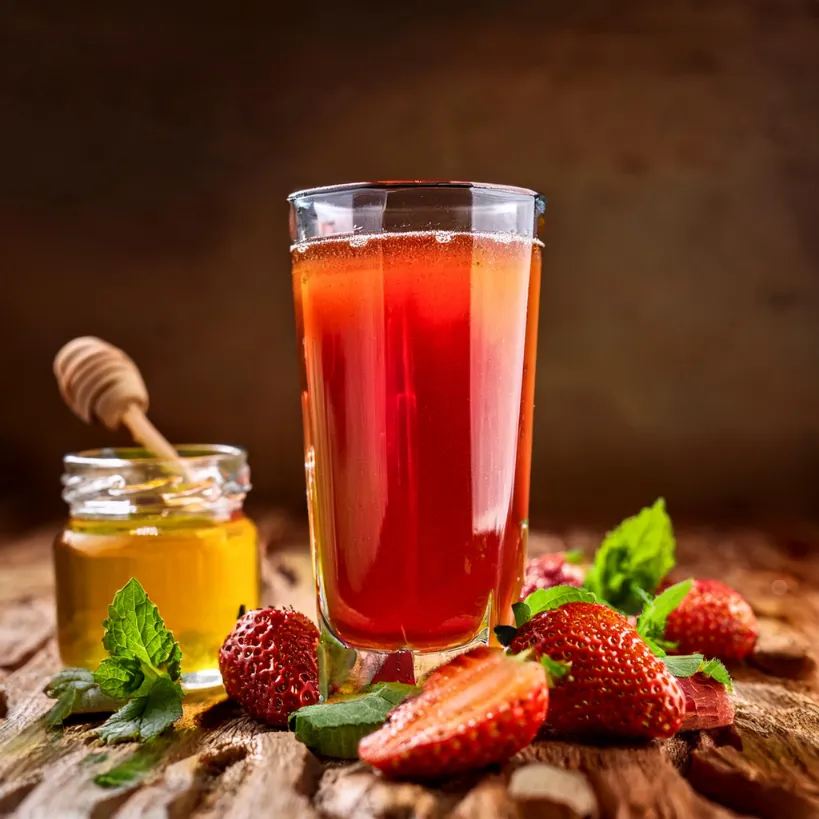 Suco de Erva-Cidreira e Morango Suco de Erva-Cidreira e Morango