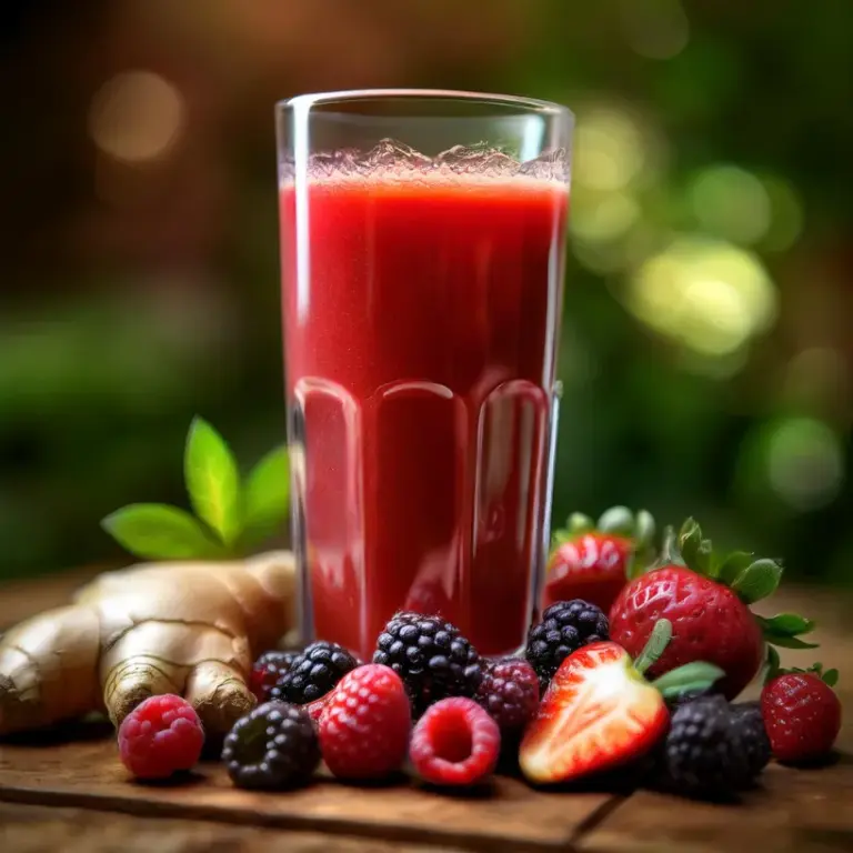 Suco de Frutas Vermelhas e Gengibre