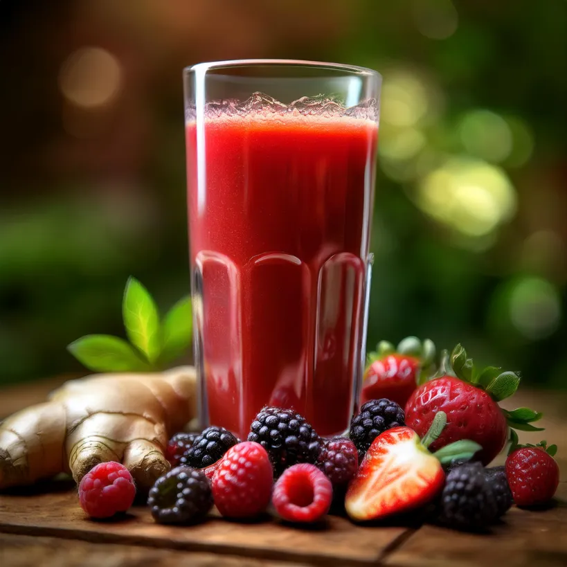 Suco de Frutas Vermelhas e Gengibre Suco de Frutas Vermelhas e Gengibre