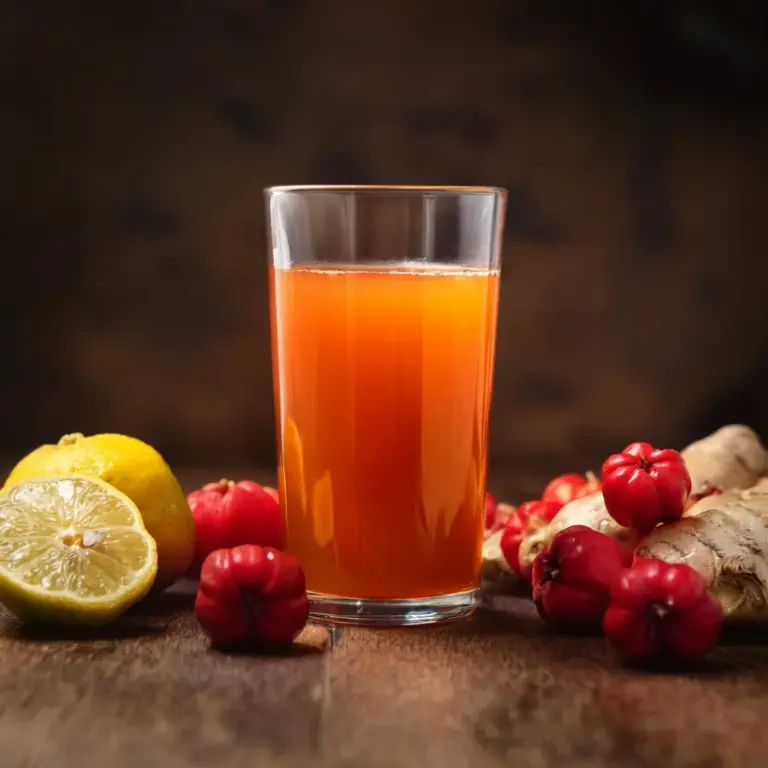 Suco de Acerola com Limão e Gengibre