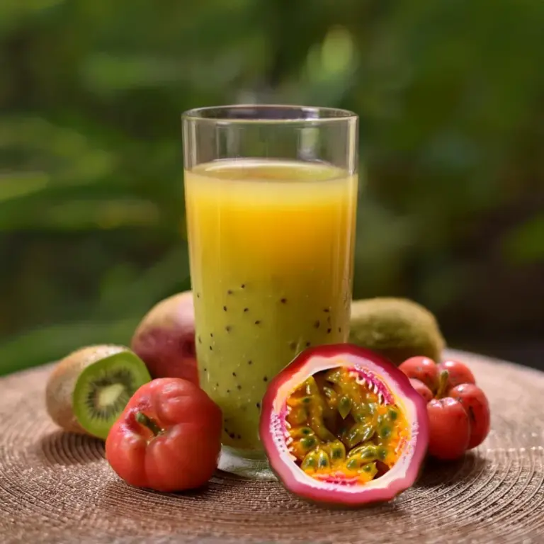 Suco de Acerola com Kiwi e Maracujá