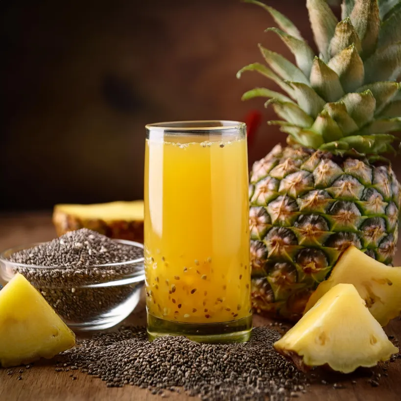 Suco de Chia e Abacaxi Suco de Chia e Abacaxi
