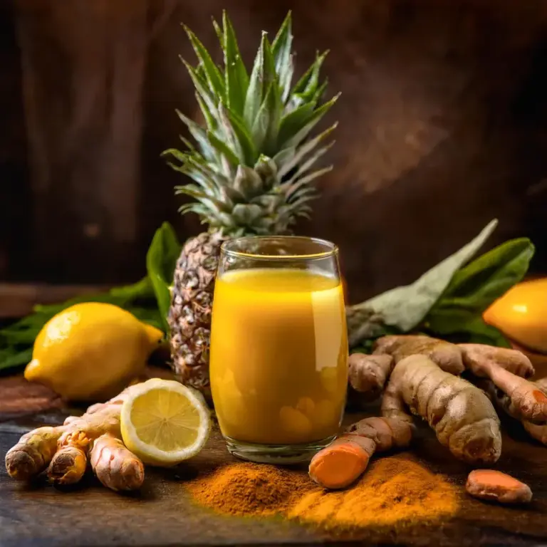 Suco de Abacaxi com Limão e Cúrcuma