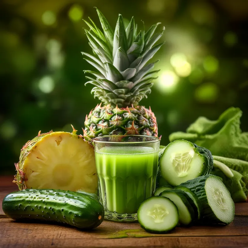 Suco Detox de Abacaxi e Pepino Suco Detox de Abacaxi e Pepino