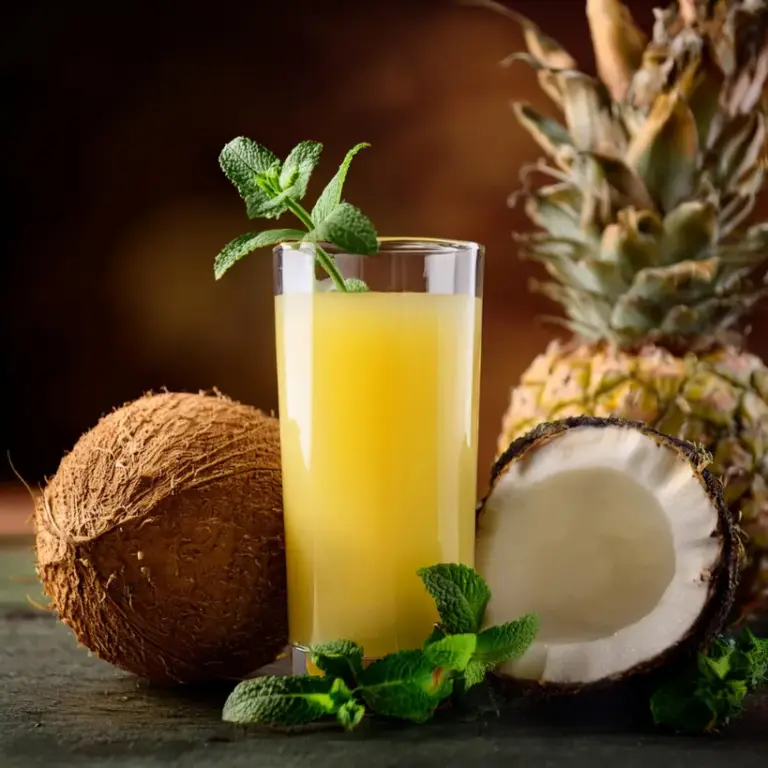 Suco de Abacaxi com Hortelã e Água de Coco