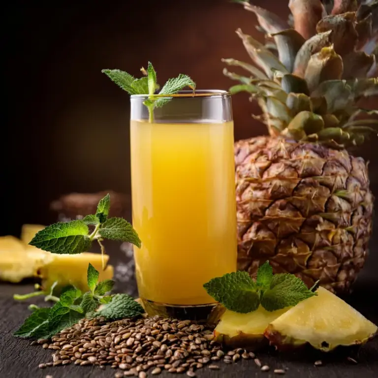 Suco de Abacaxi com Hortelã e Linhaça