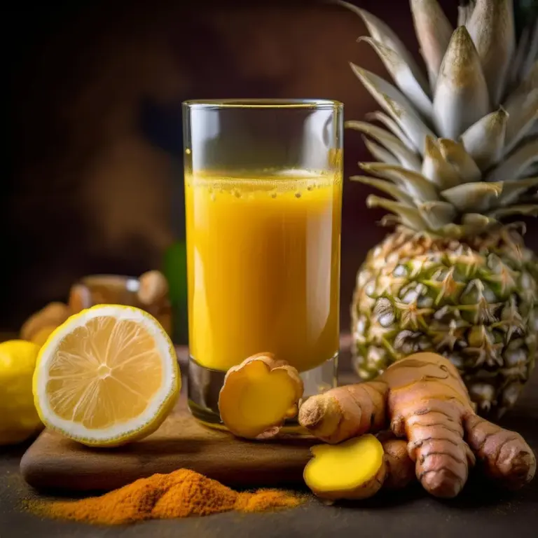 Suco de Abacaxi com Açafrão e Limão