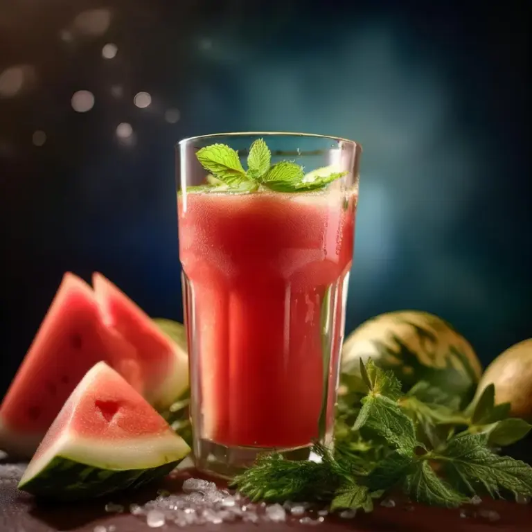 Suco de Melancia com Erva-Doce e Hortelã