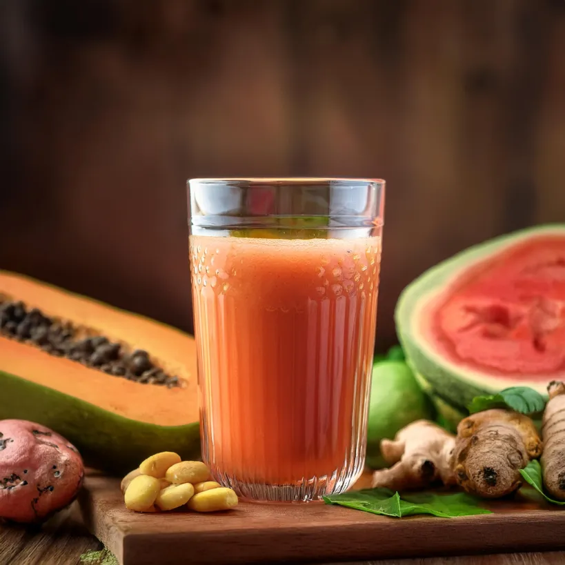 Suco de Melancia com Mamão e Gengibre Suco de Melancia com Mamão e Gengibre