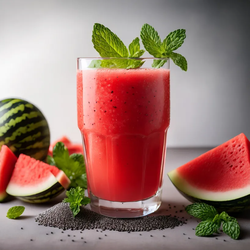 Suco de Melancia com Hortelã e Chia Suco de Melancia com Hortelã e Chia