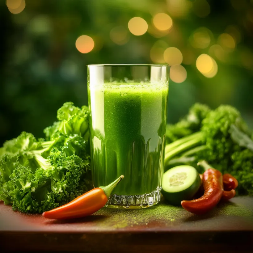 Suco de Couve, Pepino e Pimenta Caiena Suco de Couve