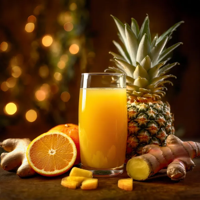 Suco de Laranja com Abacaxi e Gengibre Suco de Laranja com Abacaxi e Gengibre