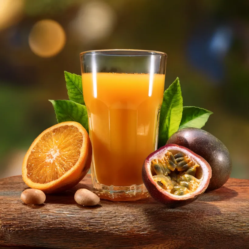 Suco de Laranja e Maracujá com Castanha Suco de Laranja e Maracujá com Castanha
