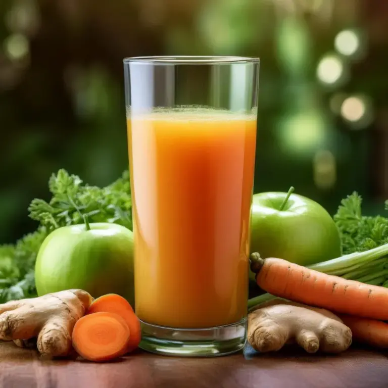 Suco de Maçã-Verde com Gengibre e Cenoura